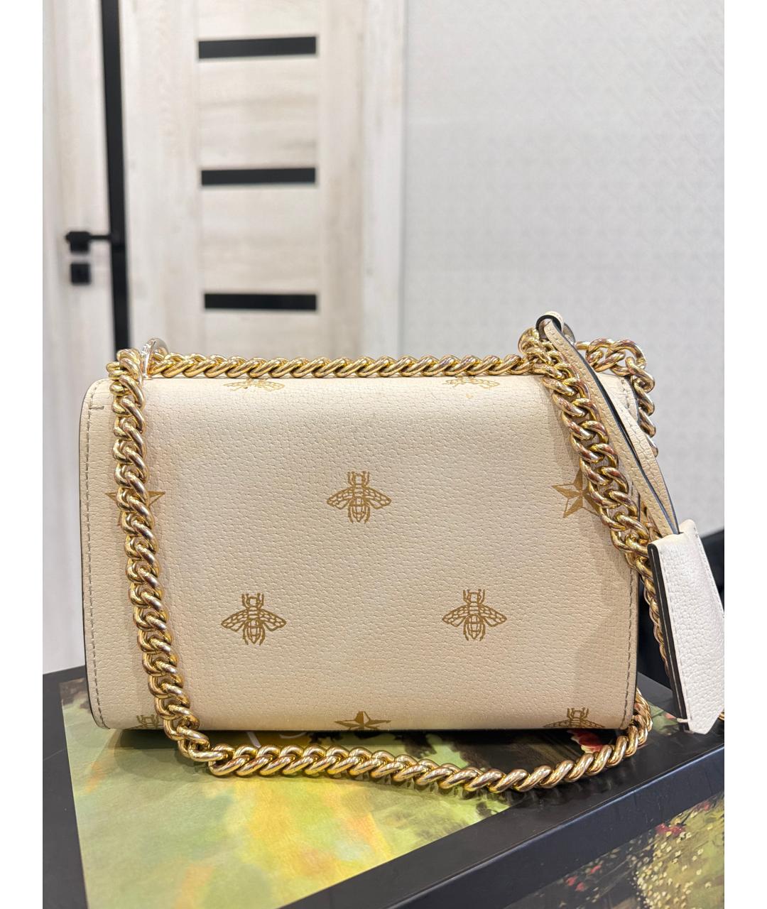 GUCCI Бежевая кожаная сумка через плечо, фото 3
