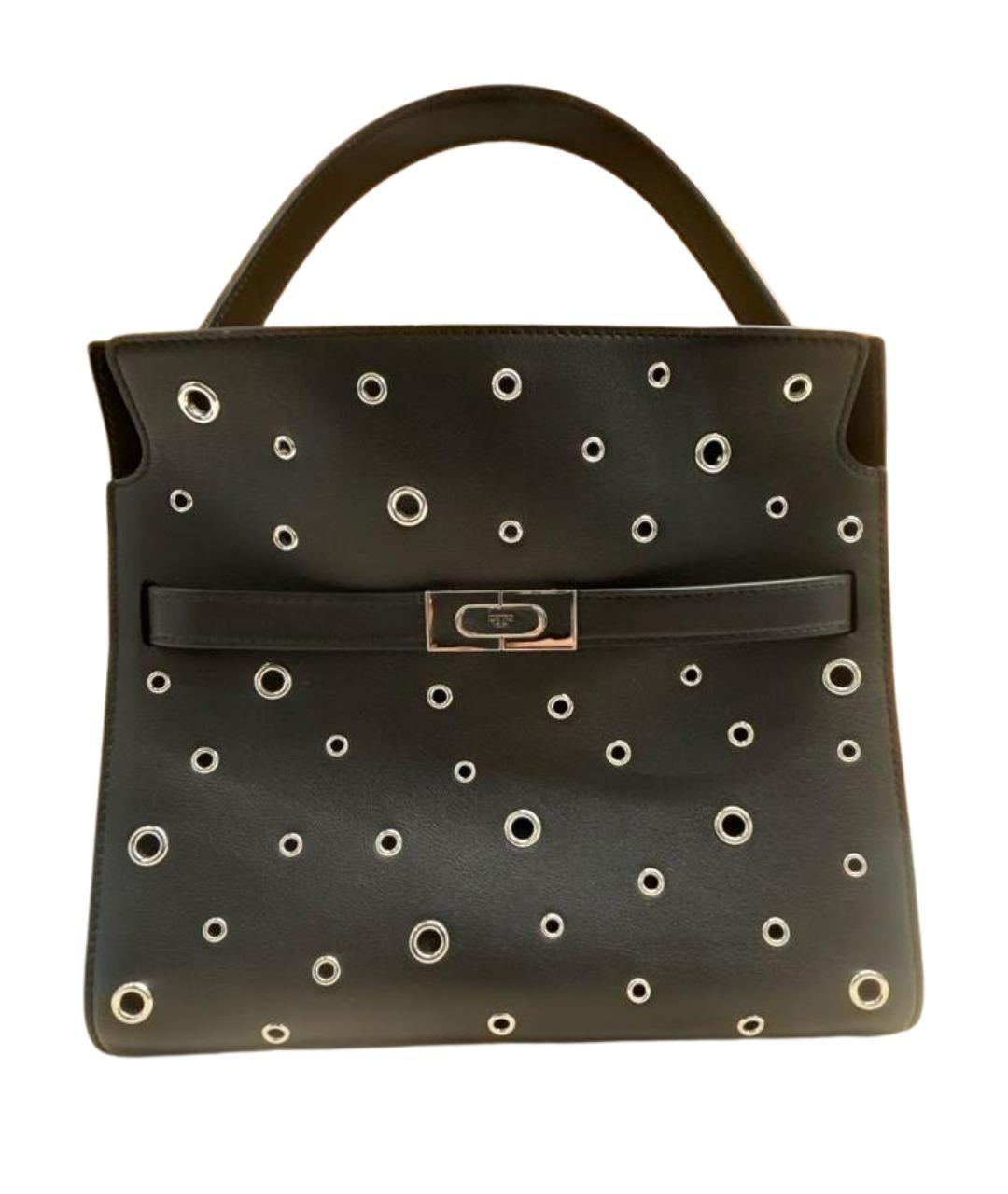 TORY BURCH Черная кожаная сумка с короткими ручками, фото 1
