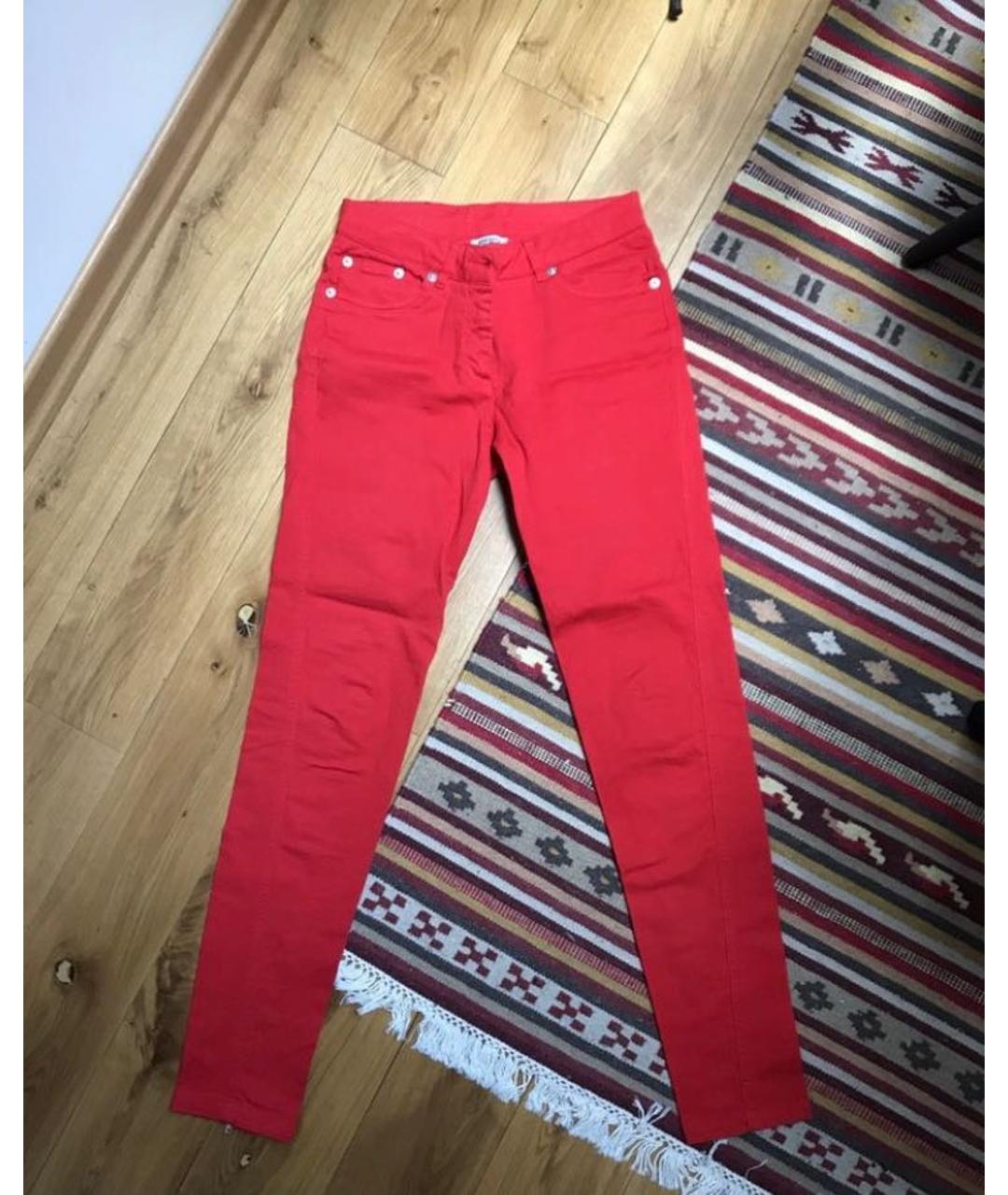 KENZO Красные хлопковые джинсы слим, фото 7