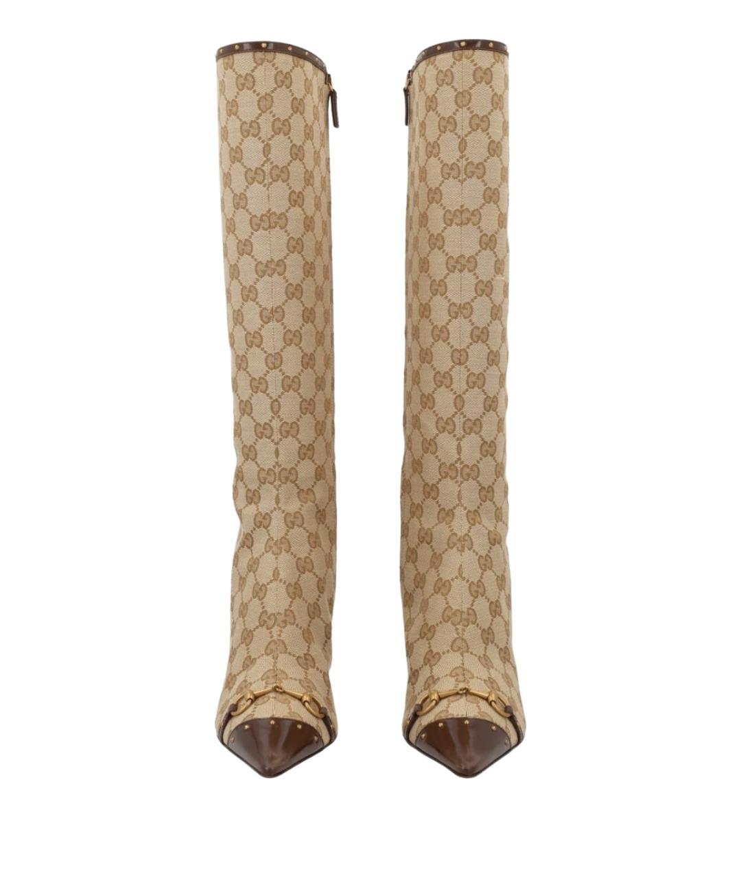GUCCI Бежевые текстильные сапоги, фото 2