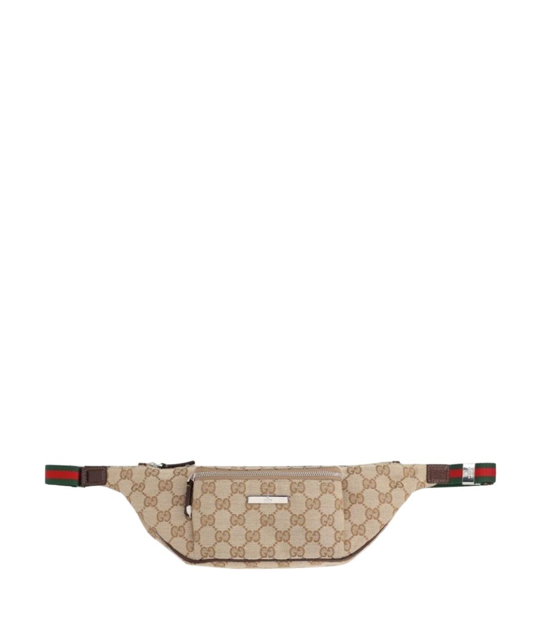GUCCI Бежевая поясная сумка из канвы, фото 1