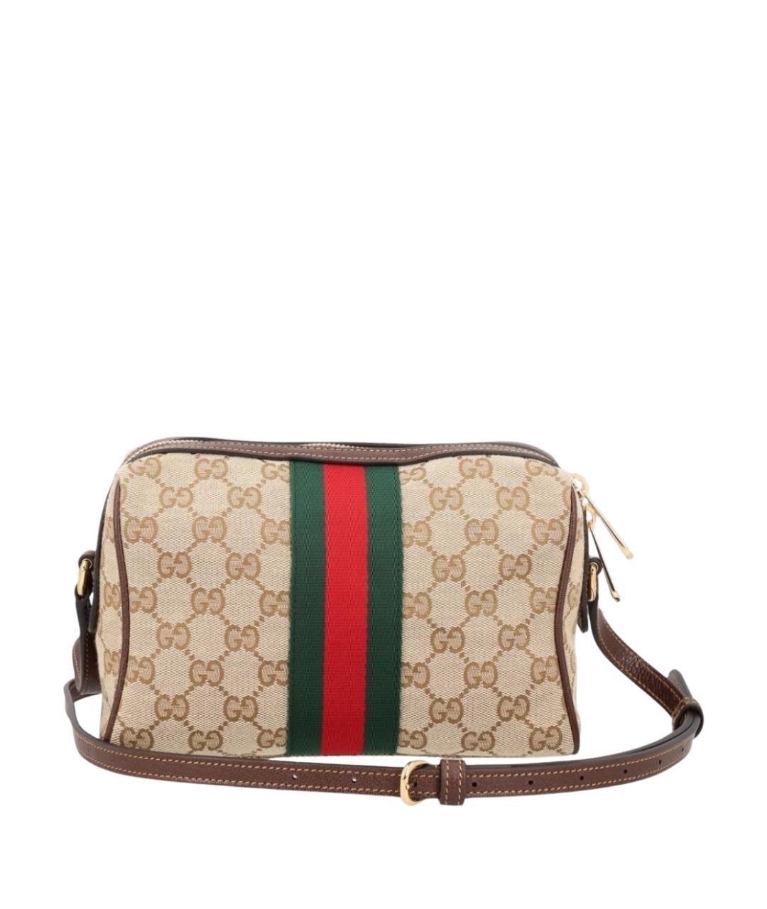 GUCCI Бежевая сумка через плечо из канвы, фото 2