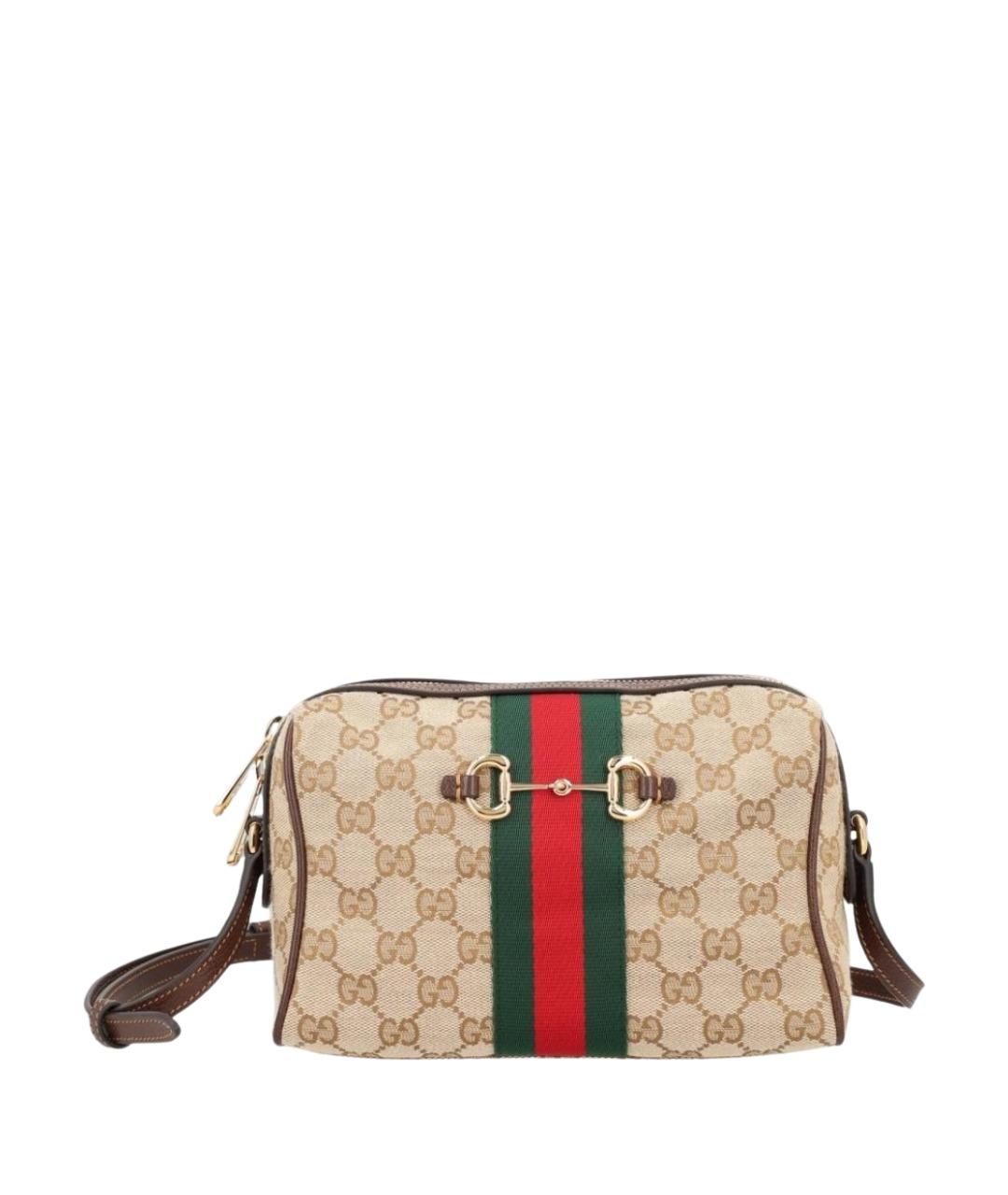 GUCCI Бежевая сумка через плечо из канвы, фото 1