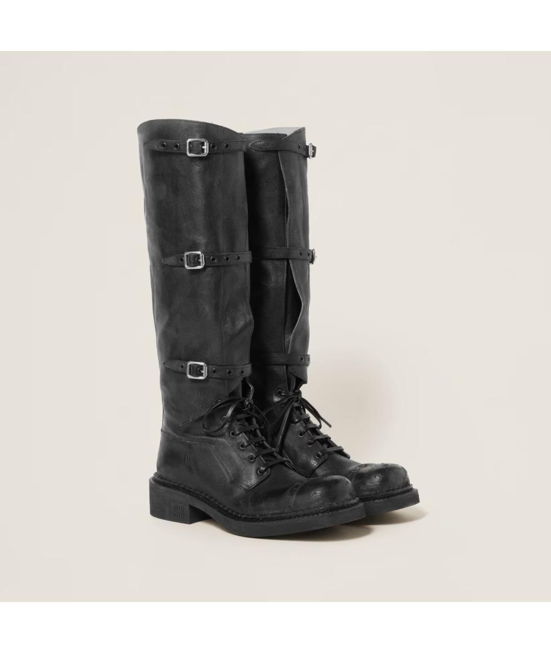 MIU MIU Черные кожаные сапоги, фото 5