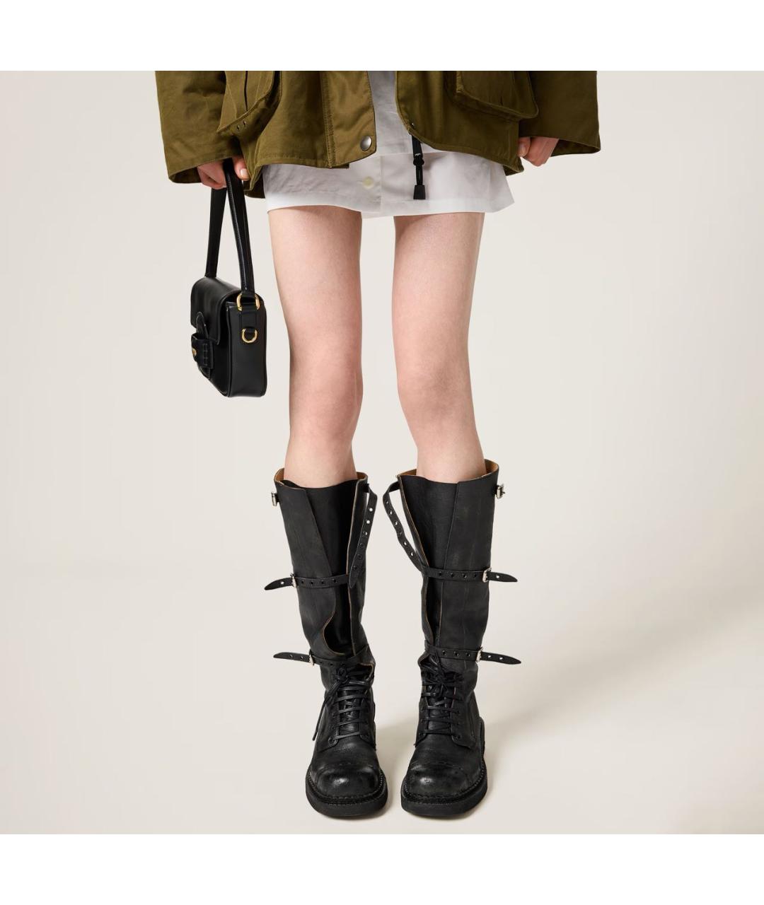 MIU MIU Черные кожаные сапоги, фото 2