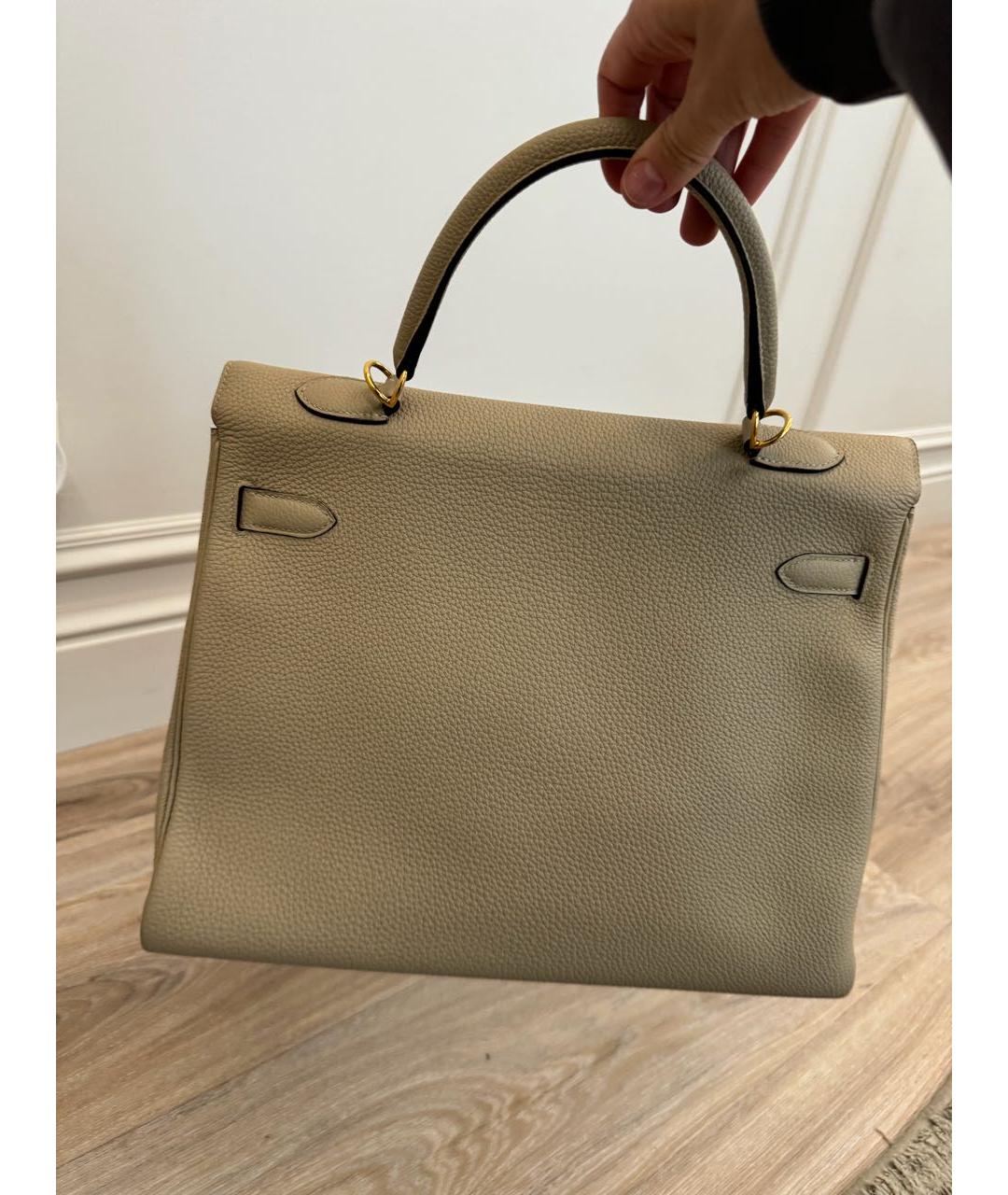 HERMES Бежевая кожаная сумка тоут, фото 3