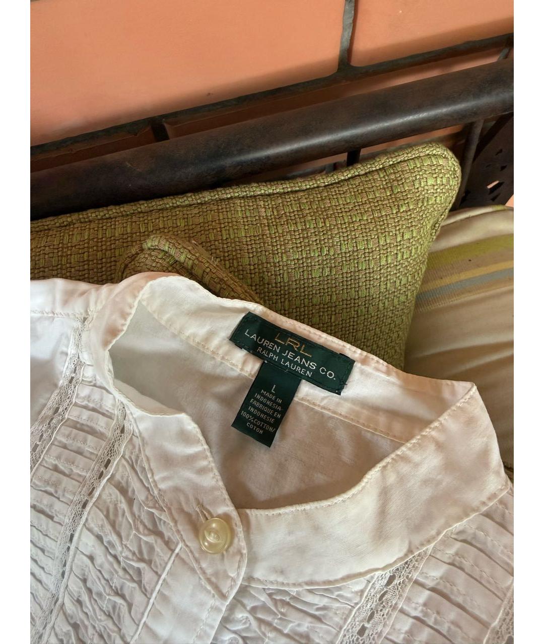 RALPH LAUREN Белая хлопковая рубашка, фото 3