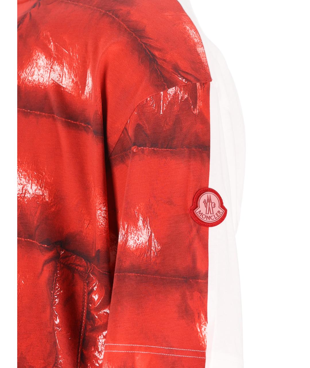 MONCLER Красная хлопковая футболка, фото 4