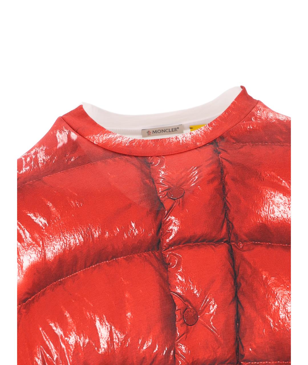 MONCLER Красная хлопковая футболка, фото 3
