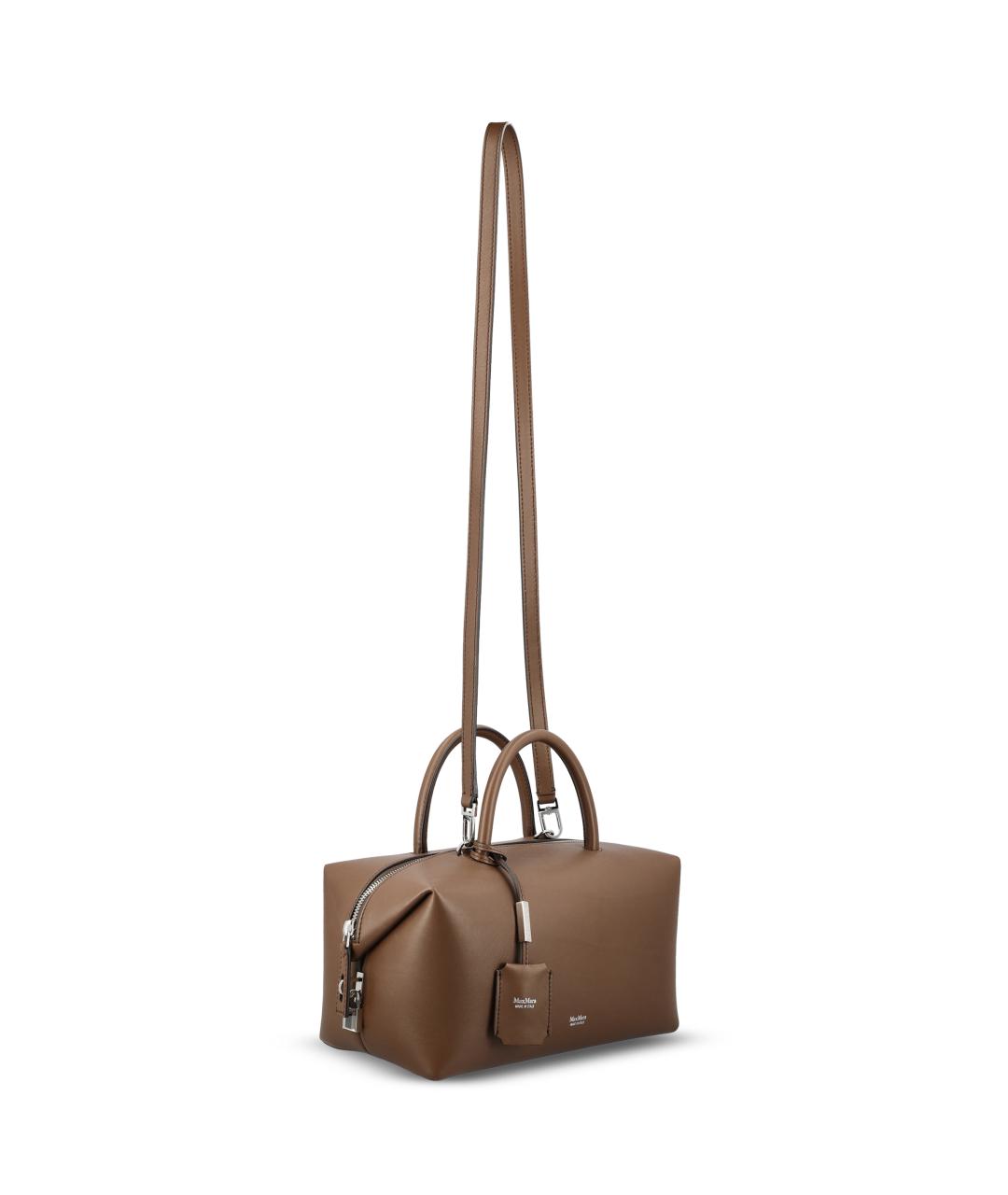 MAX MARA Коричневая кожаная сумка с короткими ручками, фото 3