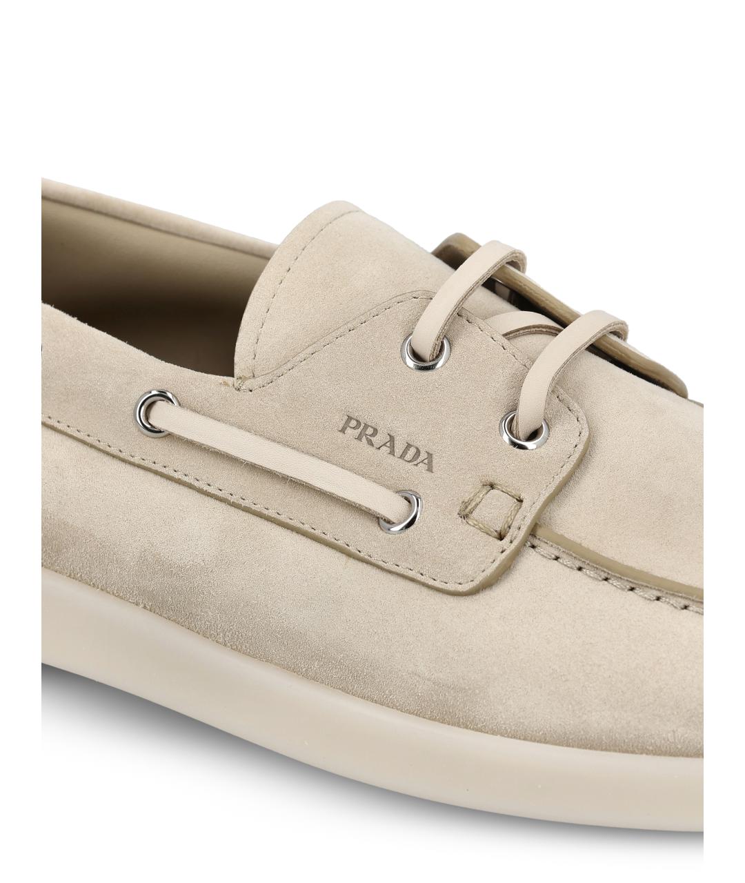 PRADA Бежевые замшевые лоферы, фото 4