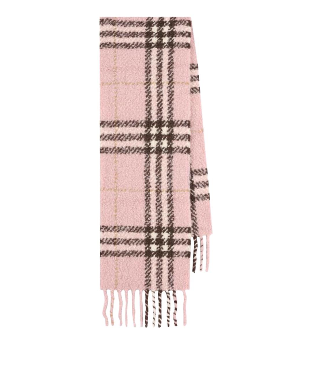 BURBERRY Розовый шерстяной шарф, фото 1