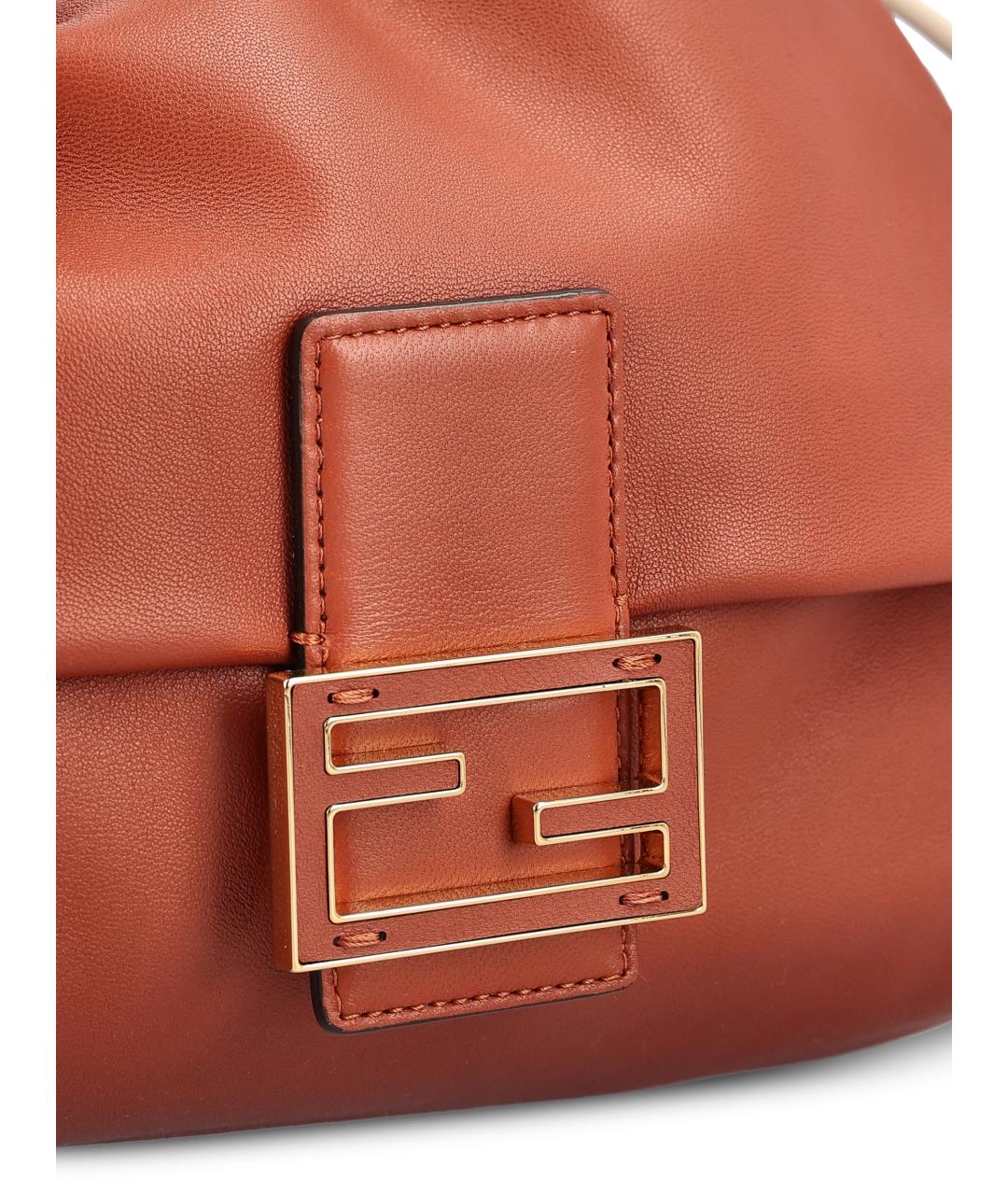 FENDI Коричневая кожаная сумка через плечо, фото 4