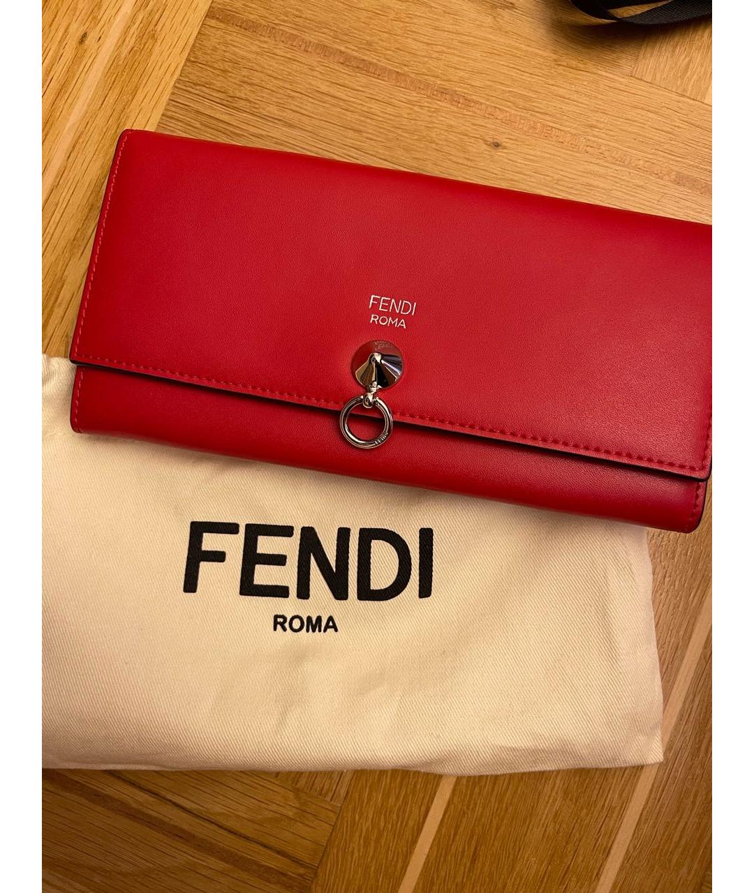 FENDI Красный кожаный кошелек, фото 5