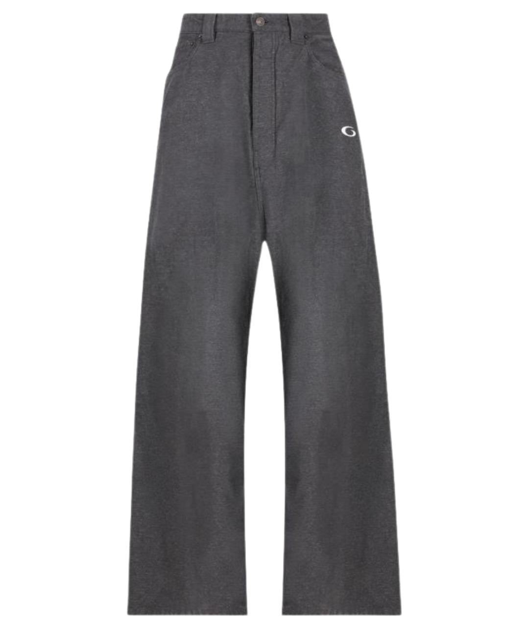 BALENCIAGA Антрацитовые хлопковые повседневные брюки, фото 1