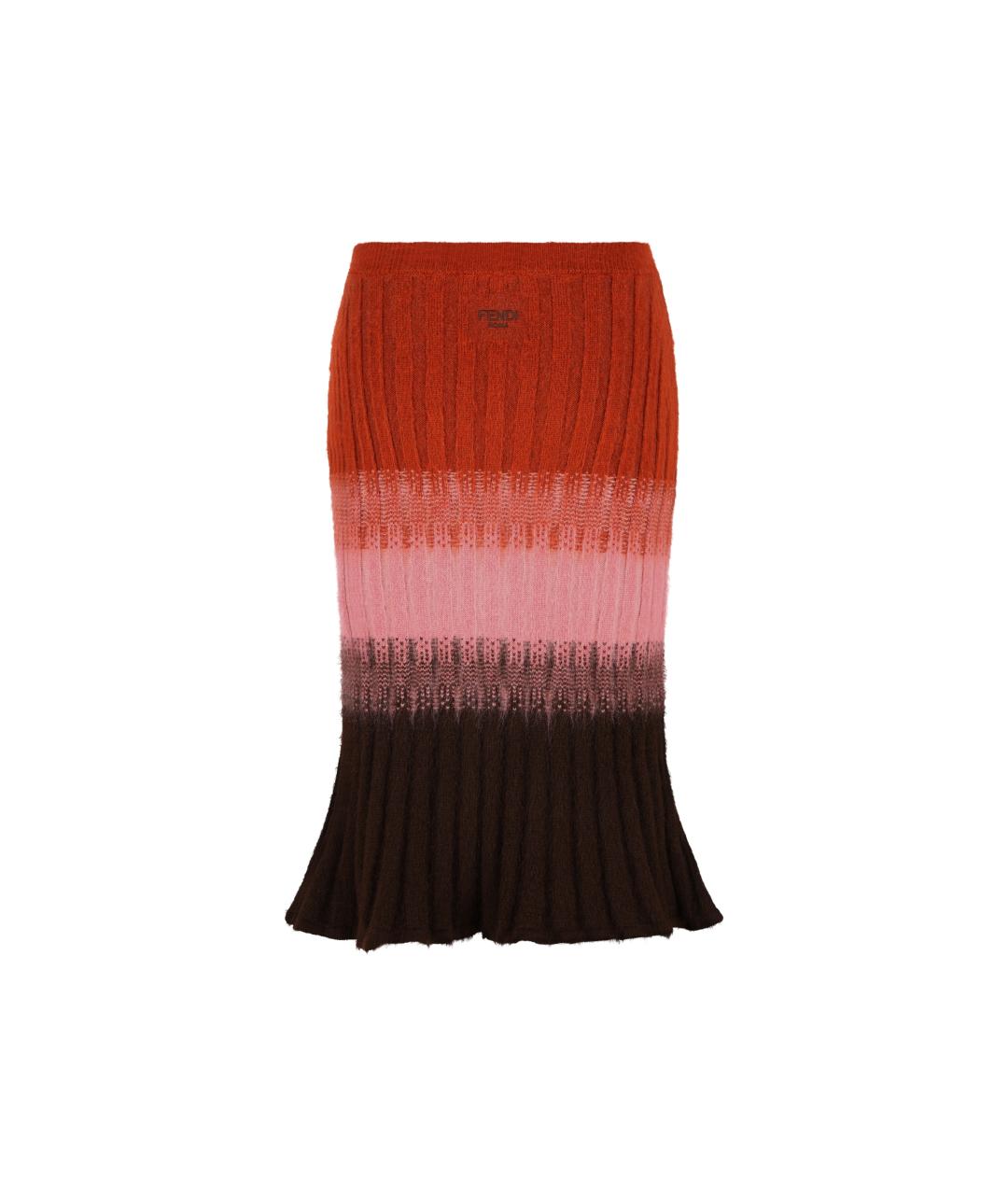 FENDI Мульти шерстяная юбка миди, фото 2