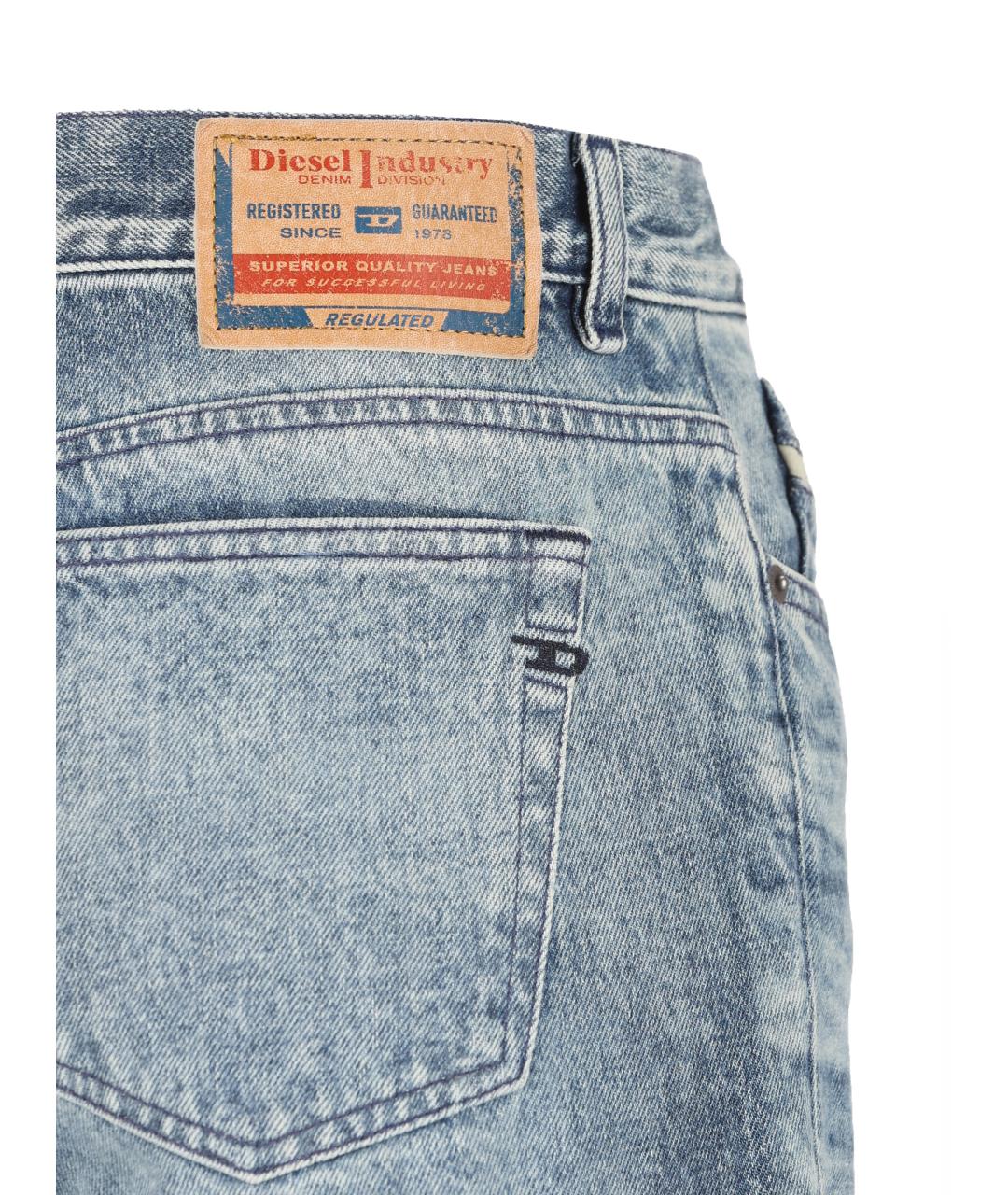 DIESEL Голубые хлопковые прямые джинсы, фото 4