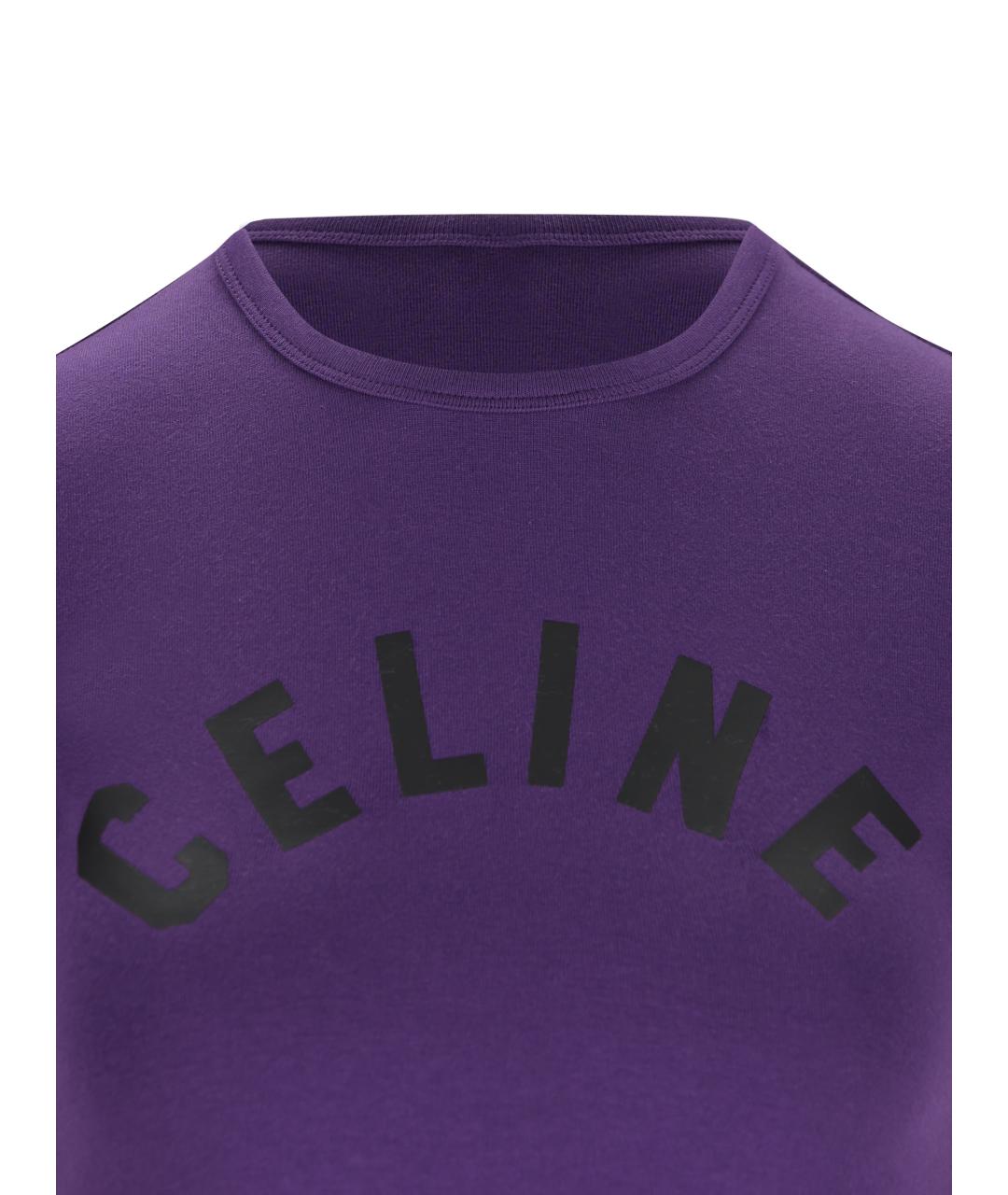 CELINE Фиолетовая хлопко-эластановая футболка, фото 3