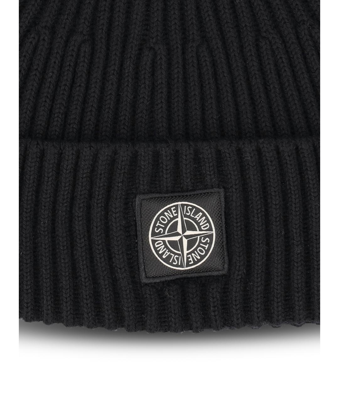 STONE ISLAND Черная шерстяная шапка, фото 4