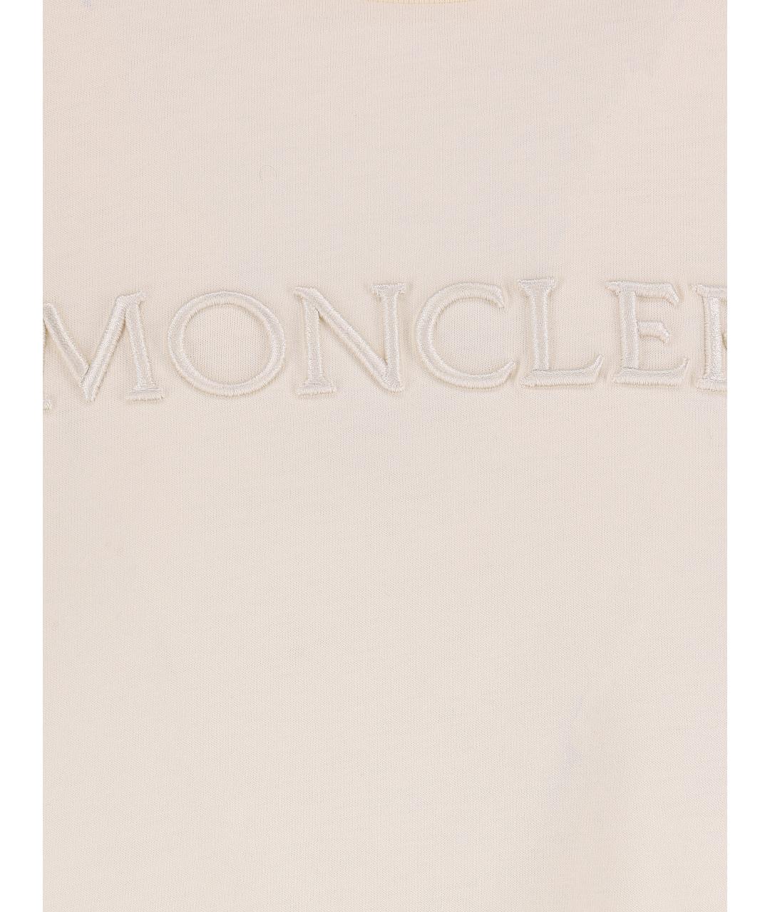 MONCLER Бежевая хлопковая футболка, фото 4