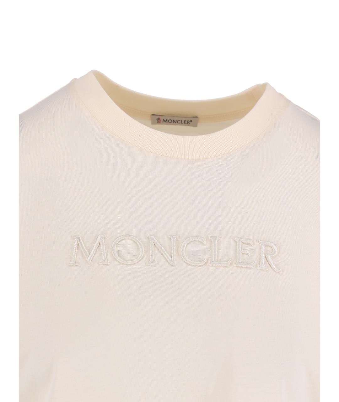 MONCLER Бежевая хлопковая футболка, фото 3