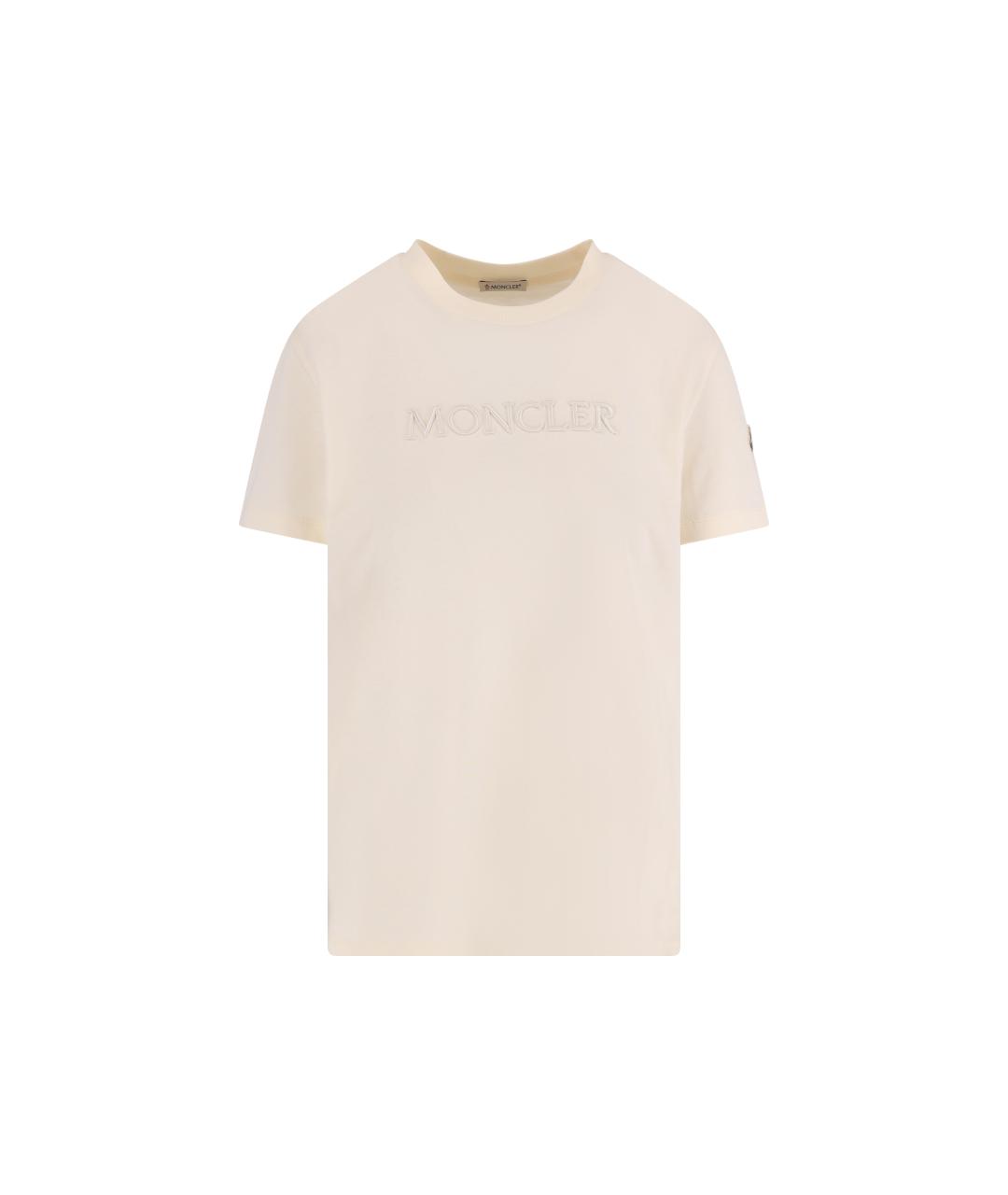 MONCLER Бежевая хлопковая футболка, фото 1