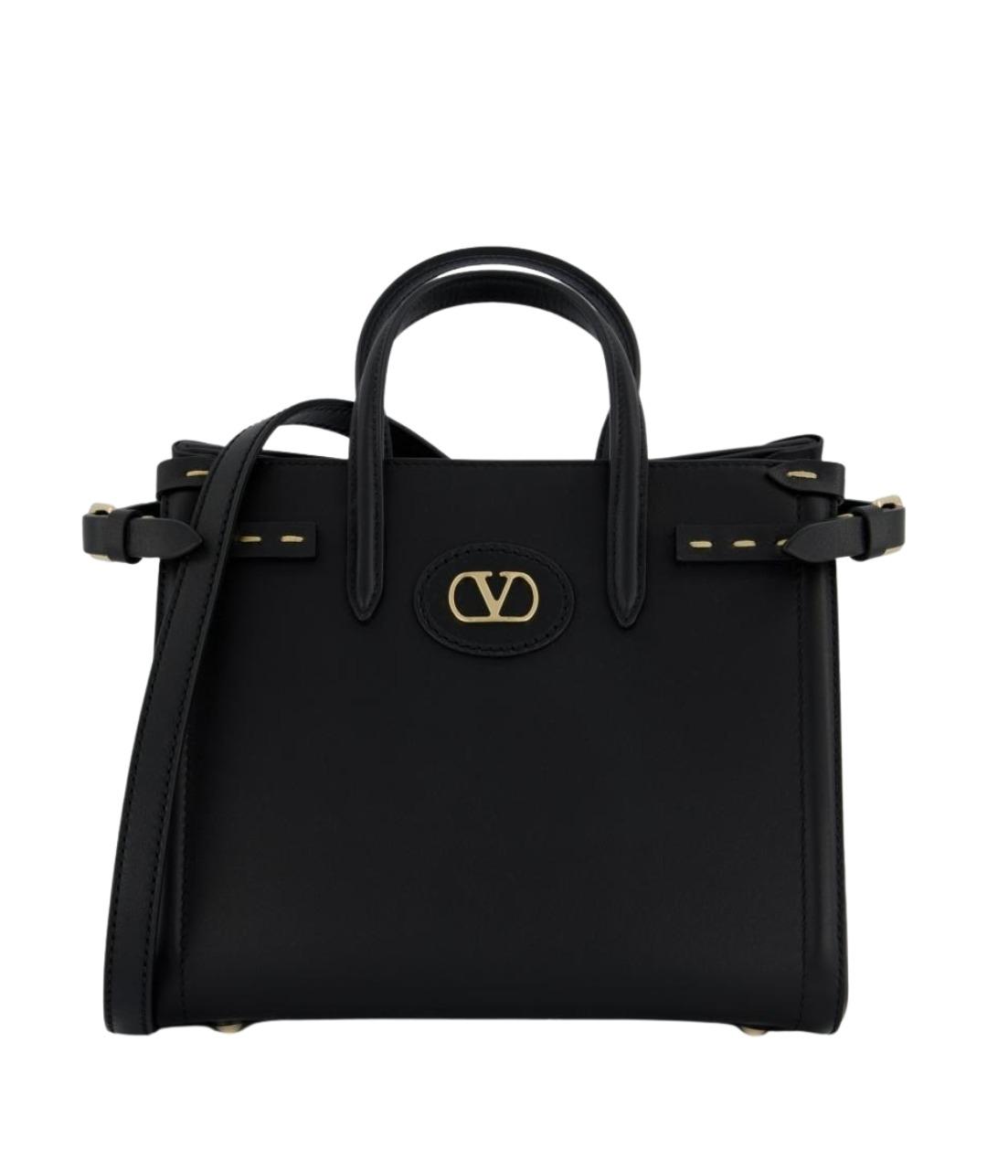 VALENTINO Черная кожаная сумка тоут, фото 1