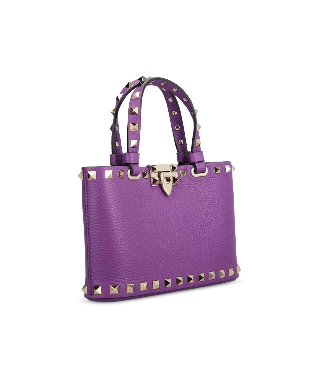 VALENTINO Фиолетовая кожаная сумка тоут, фото 3