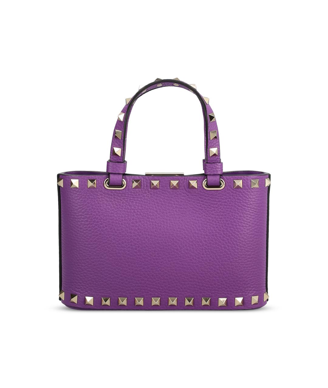 VALENTINO Фиолетовая кожаная сумка тоут, фото 2