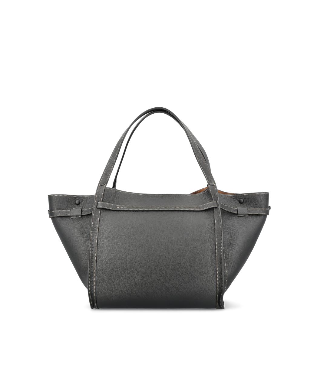 TOD'S Черная кожаная сумка тоут, фото 2