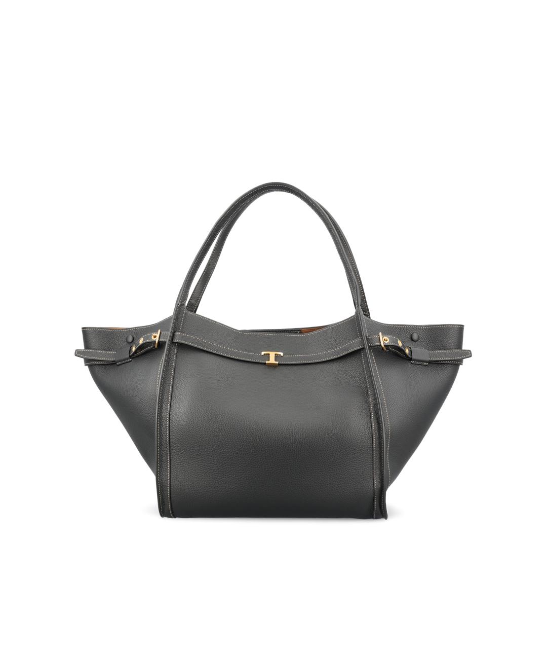 TOD'S Черная кожаная сумка тоут, фото 5