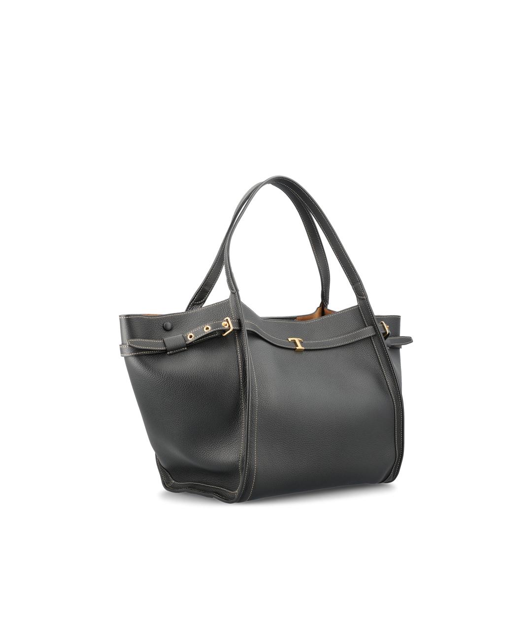 TOD'S Черная кожаная сумка тоут, фото 3