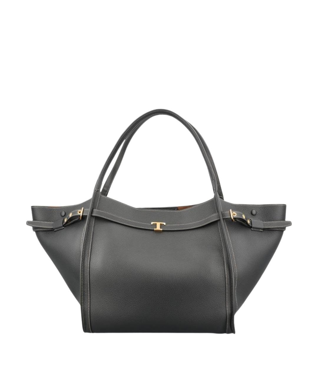 TOD'S Черная кожаная сумка тоут, фото 1