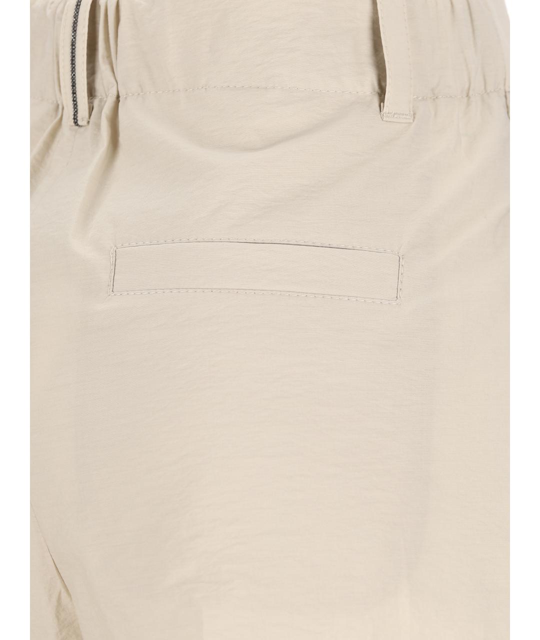 BRUNELLO CUCINELLI Бежевые хлопковые брюки широкие, фото 3