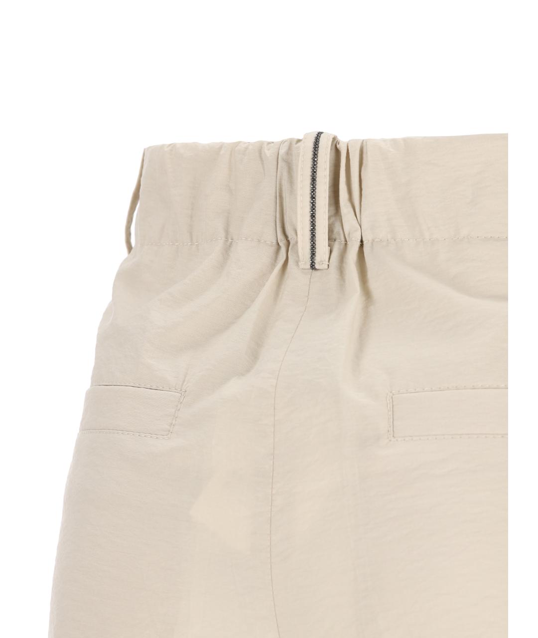 BRUNELLO CUCINELLI Бежевые хлопковые брюки широкие, фото 4
