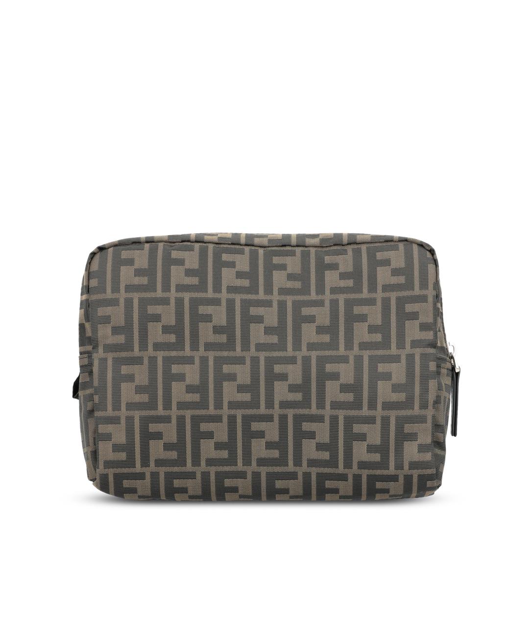 FENDI Коричневая тканевая косметичка, фото 2