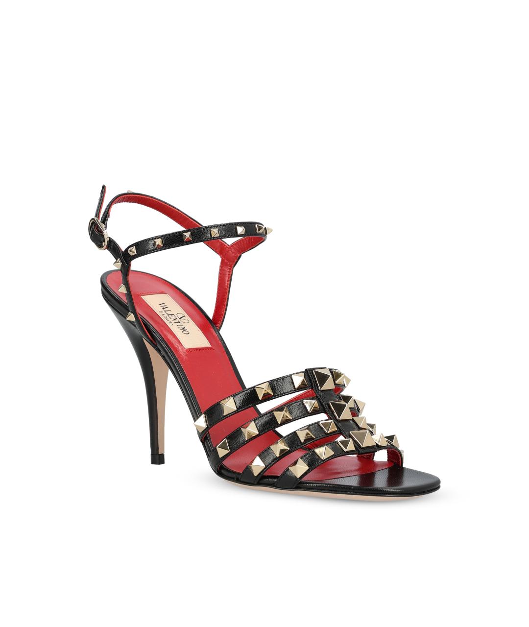 VALENTINO Черные кожаные босоножки, фото 2