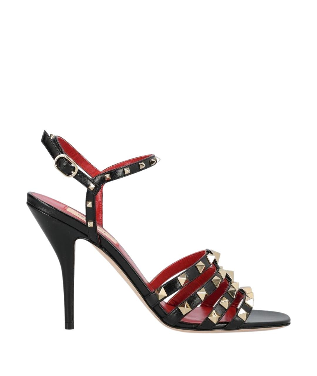 VALENTINO Черные кожаные босоножки, фото 1