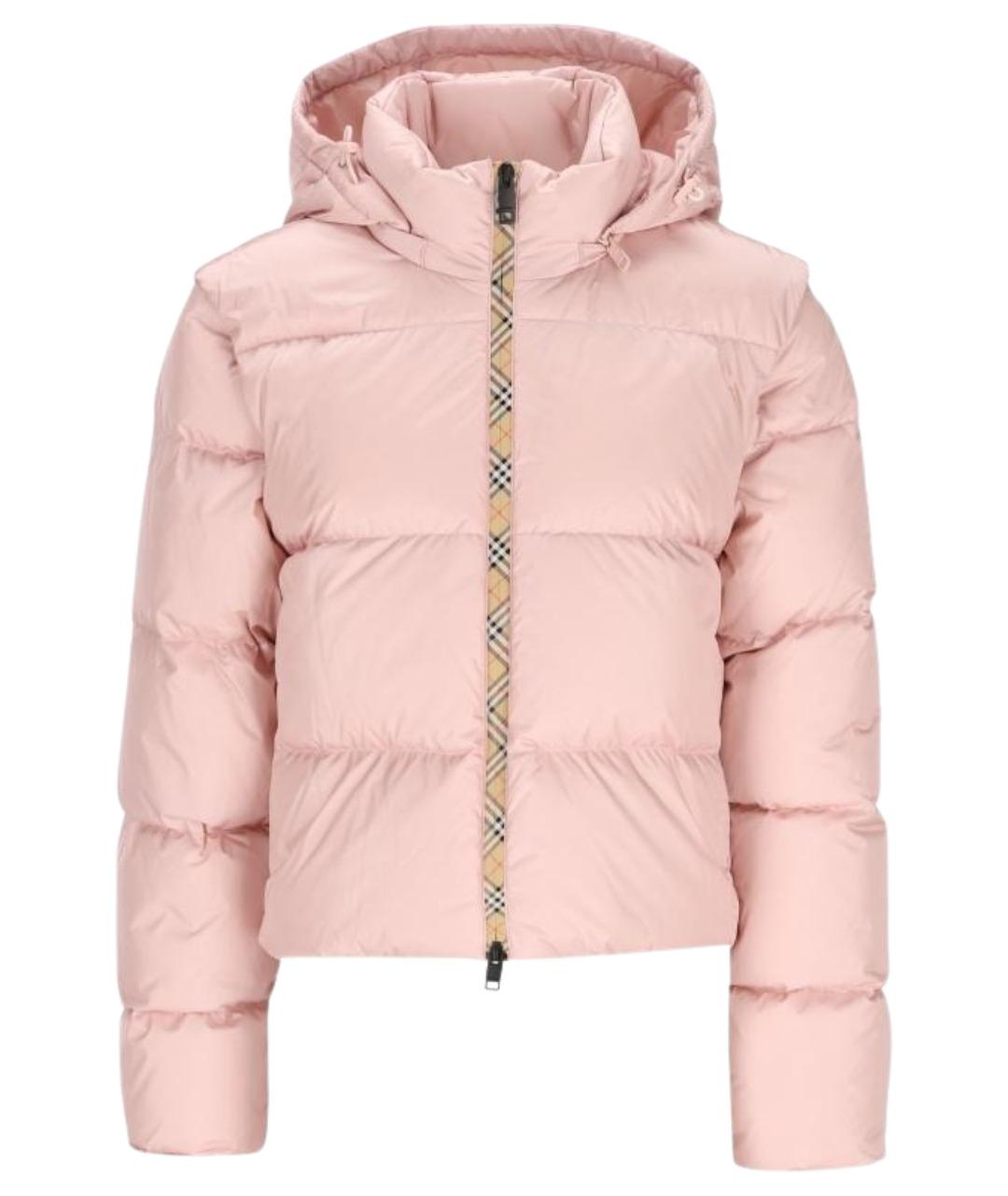 BURBERRY Розовый полиамидовый пуховик, фото 1