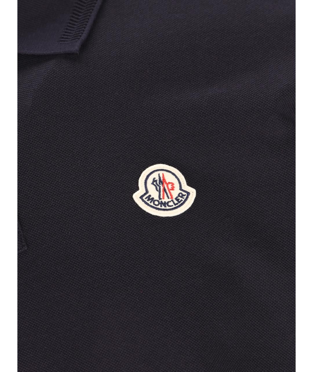 MONCLER Черное хлопковое поло с коротким рукавом, фото 4