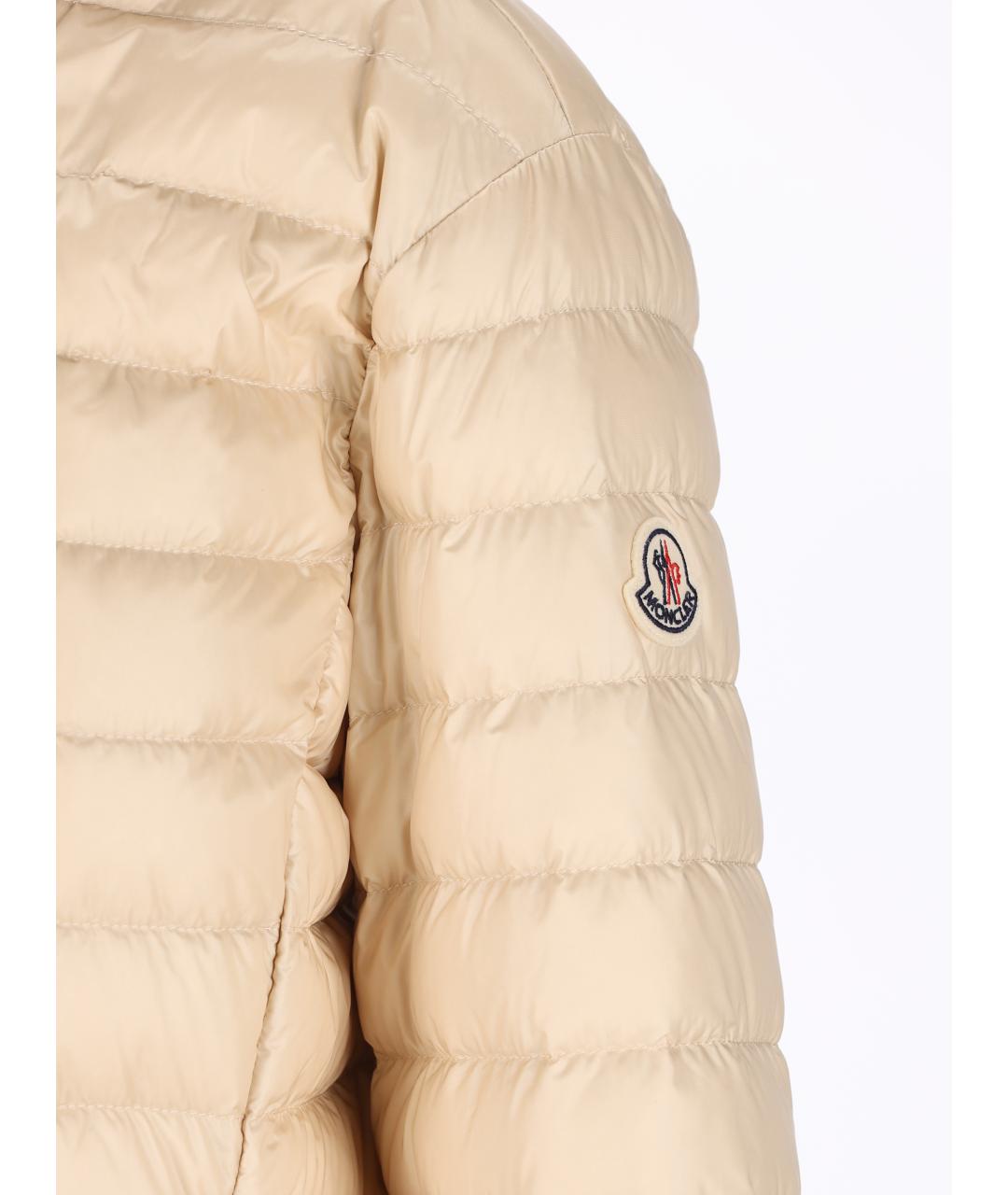 MONCLER Бежевый полиамидовый пуховик, фото 4