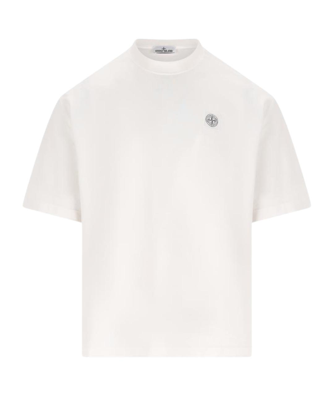 STONE ISLAND Белая хлопковая футболка, фото 1