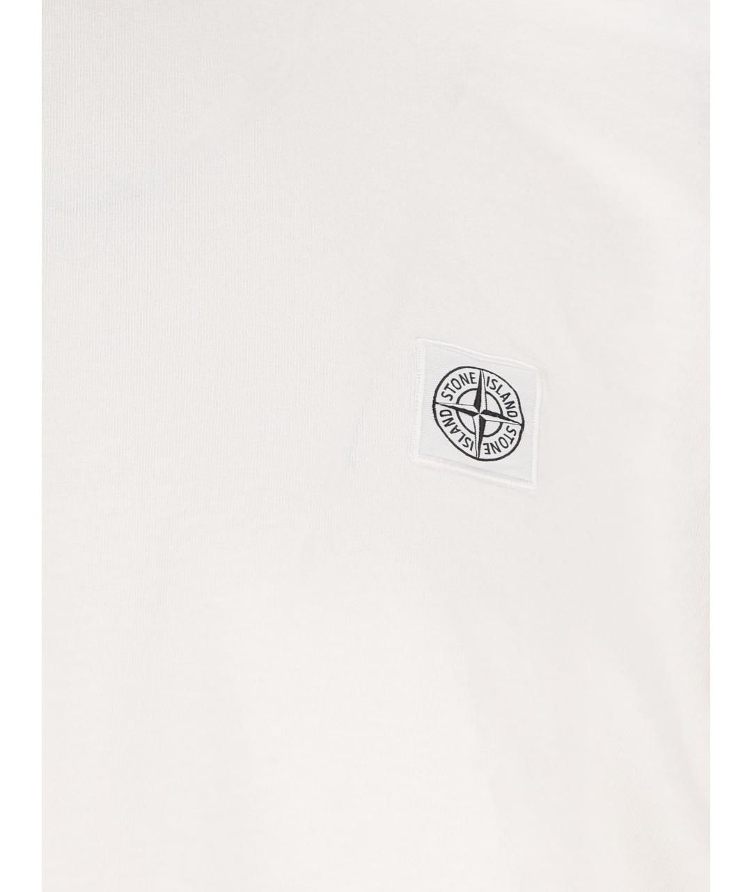 STONE ISLAND Белая хлопковая футболка, фото 3