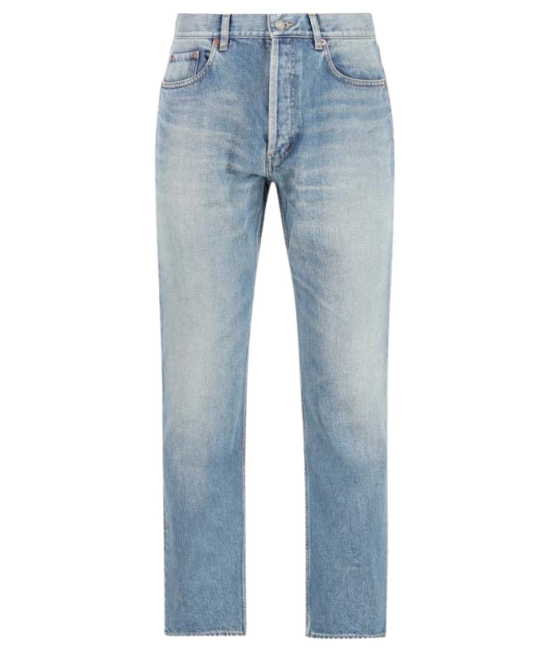SAINT LAURENT Голубые хлопковые прямые джинсы, фото 1