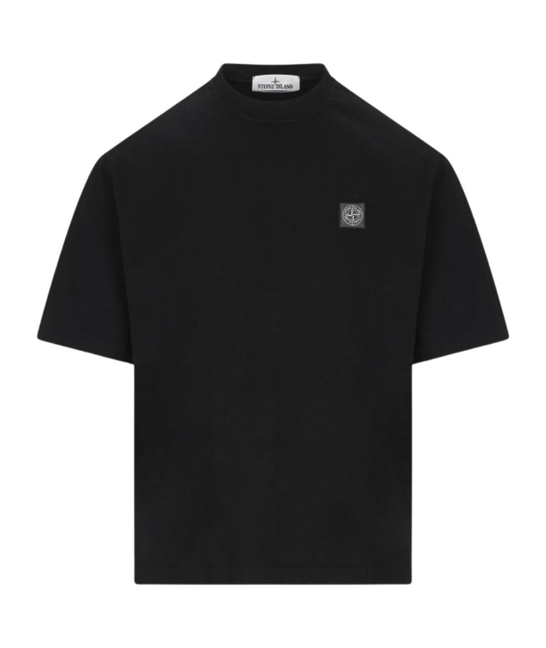 STONE ISLAND Черная хлопковая футболка, фото 1