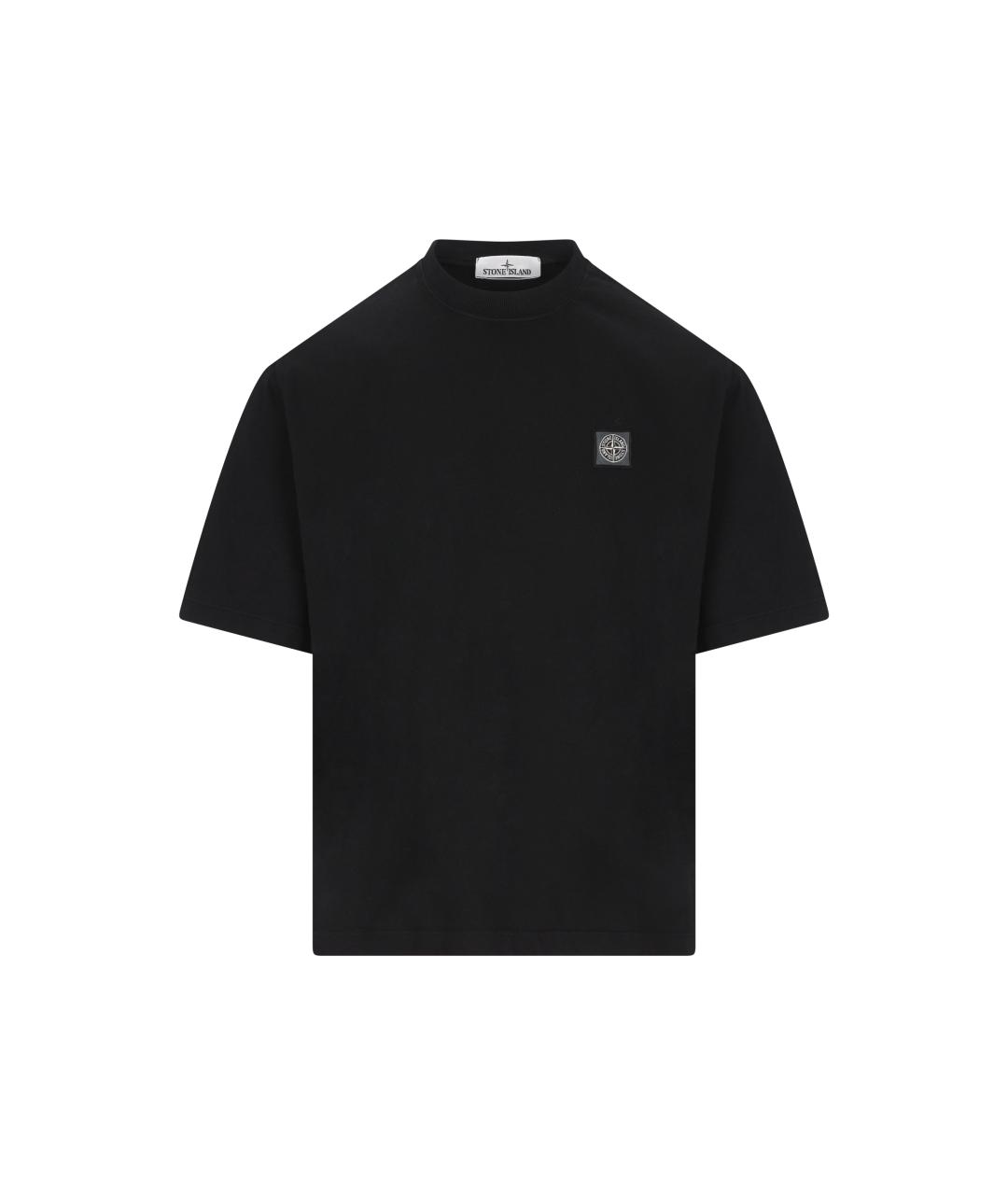STONE ISLAND Черная хлопковая футболка, фото 5