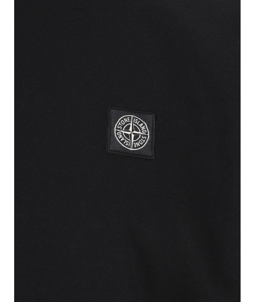 STONE ISLAND Черная хлопковая футболка, фото 3