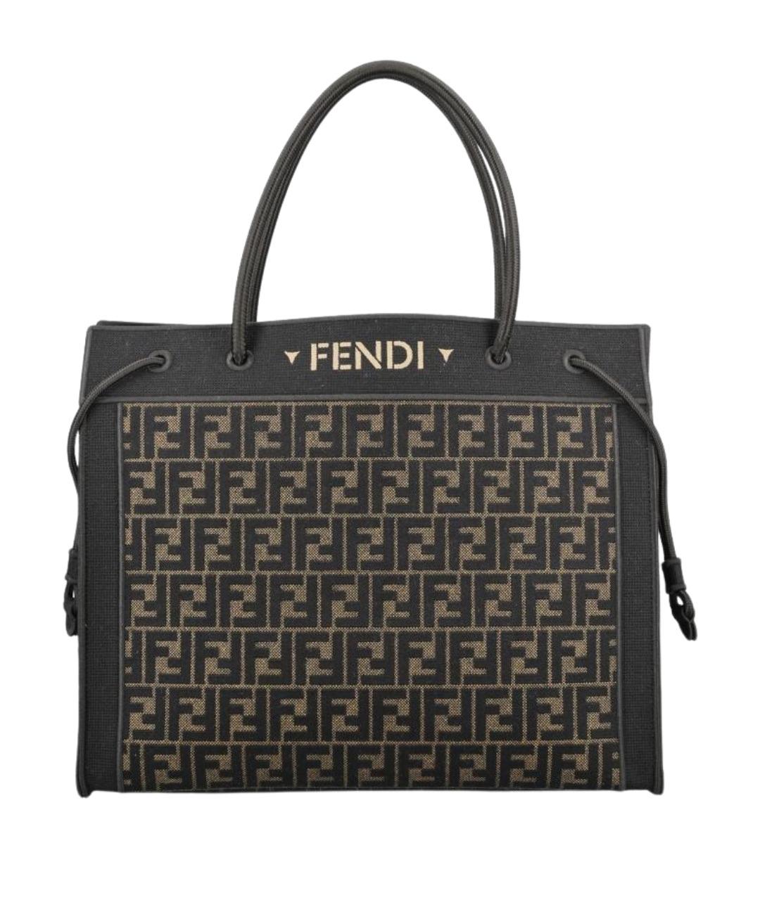 FENDI Коричневая хлопковая сумка тоут, фото 1