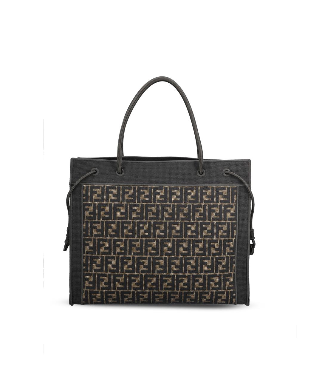 FENDI Коричневая хлопковая сумка тоут, фото 2