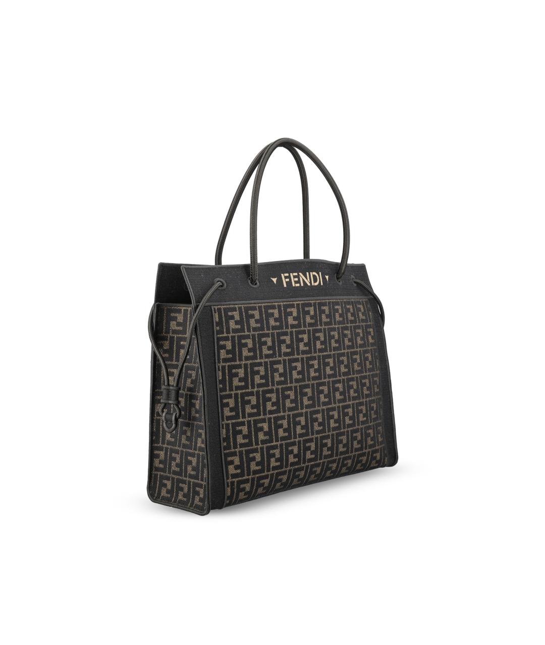 FENDI Коричневая хлопковая сумка тоут, фото 3